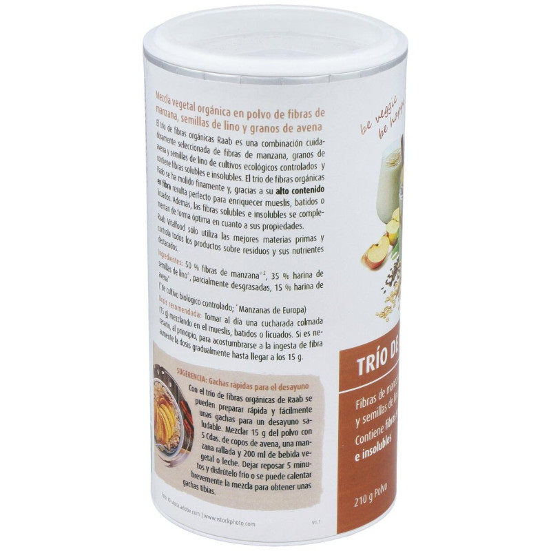Trío Fibras Manzana Avena Lino Bio Vegano 210g - Raab Vitalfood