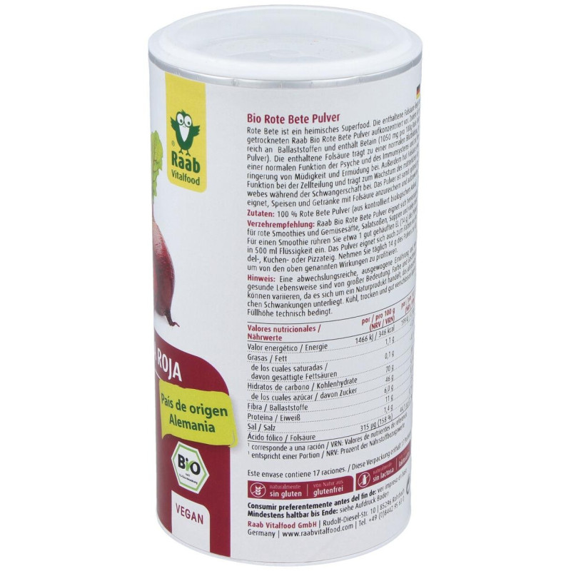 Remolacha Roja Polvo 250gr. Bio - Raab Vitalfood