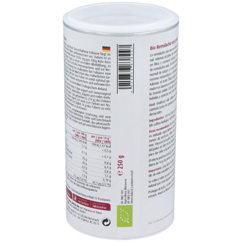 Remolacha Roja Polvo 250gr. Bio - Raab Vitalfood