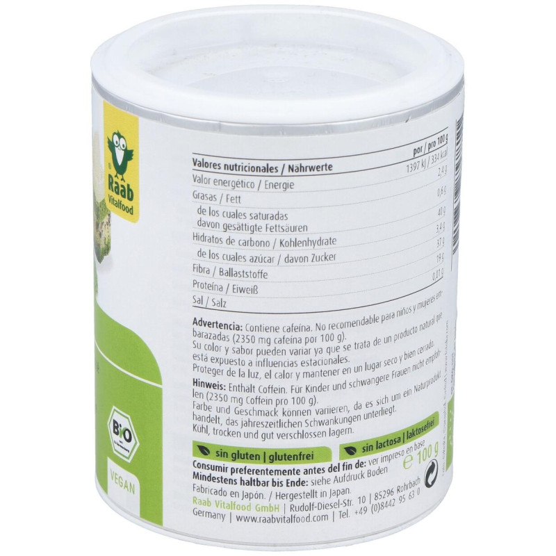 Matcha Te Verde Basic Polvo 100g - Raab Vitalfood