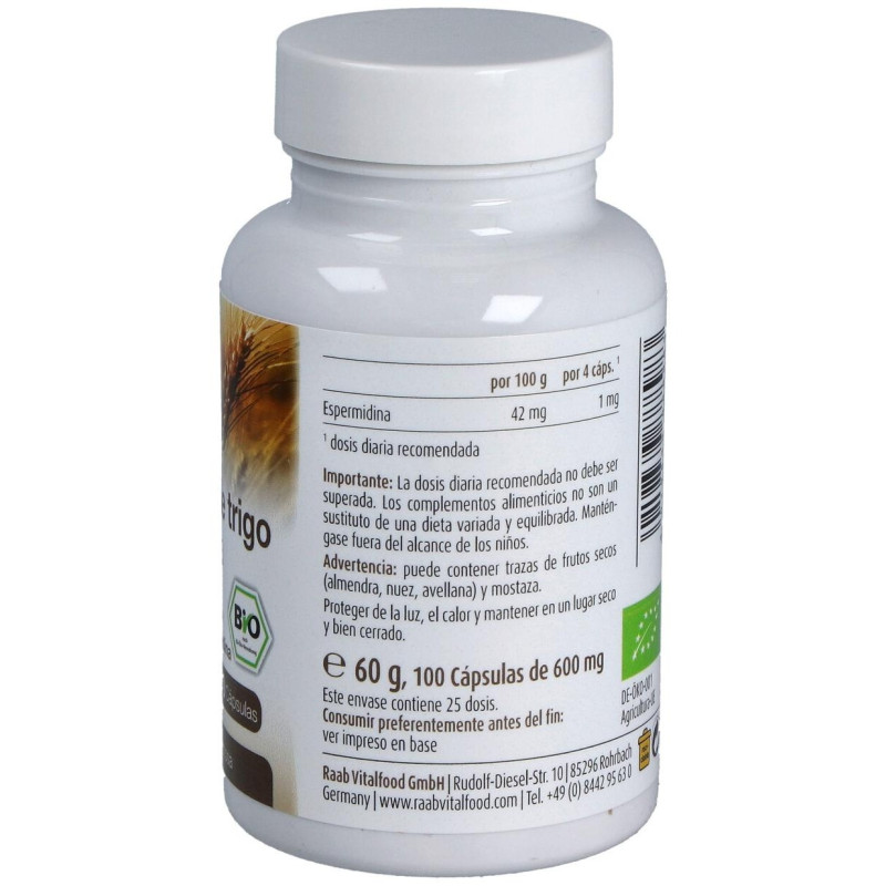 Espermidina Germen de Trigo 600mg 100caps - Raab Vitalfood