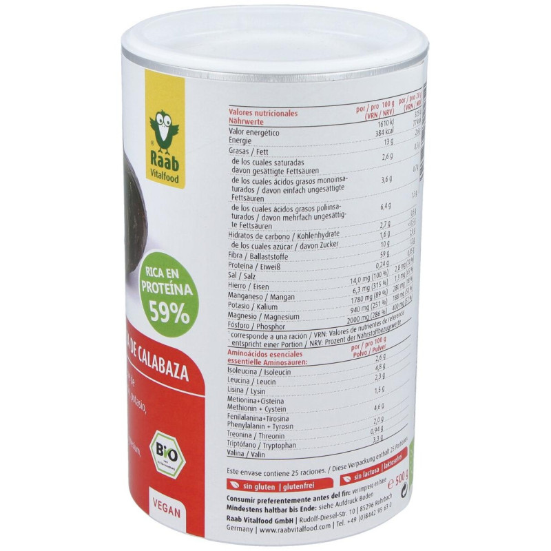 Raab Vitalfood Proteina De Pepita Calabaza Bio 500G