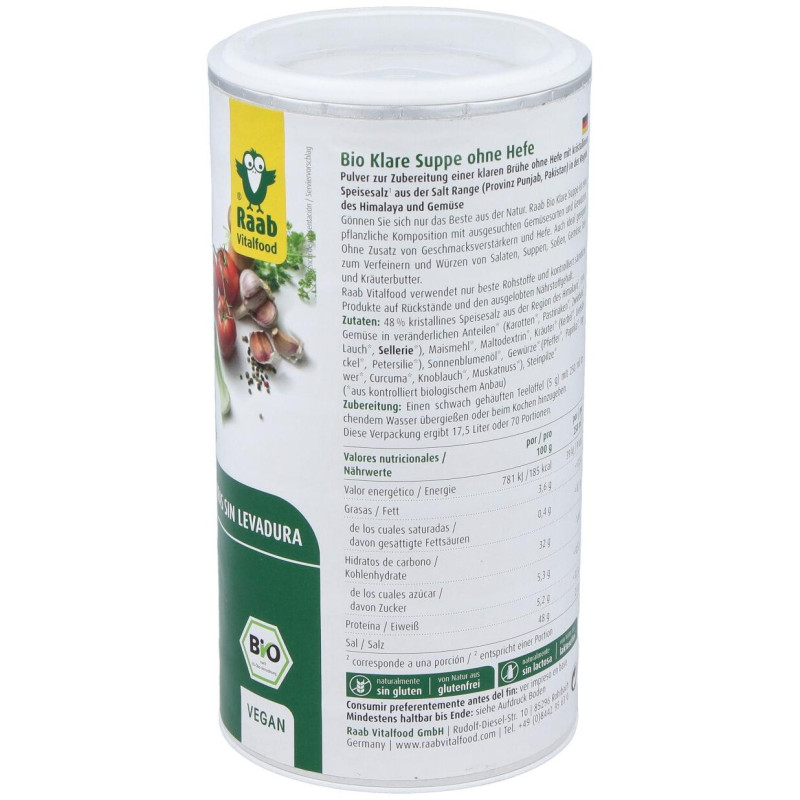 Caldo de Verduras sin Levadura Bote Bio 350g - Raab Vitalfood