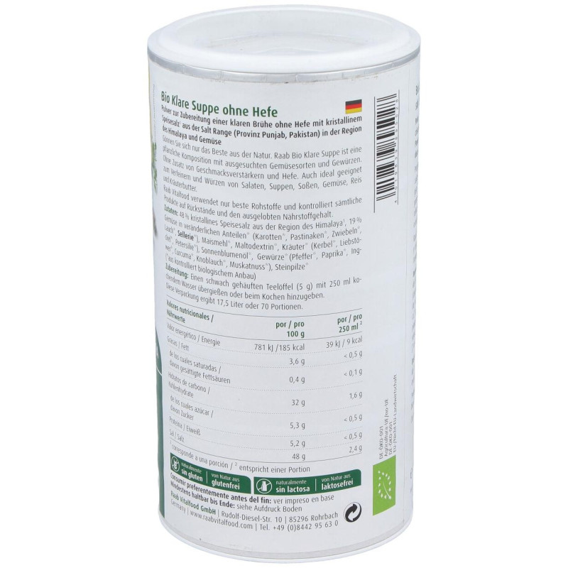 Caldo de Verduras sin Levadura Bote Bio 350g - Raab Vitalfood