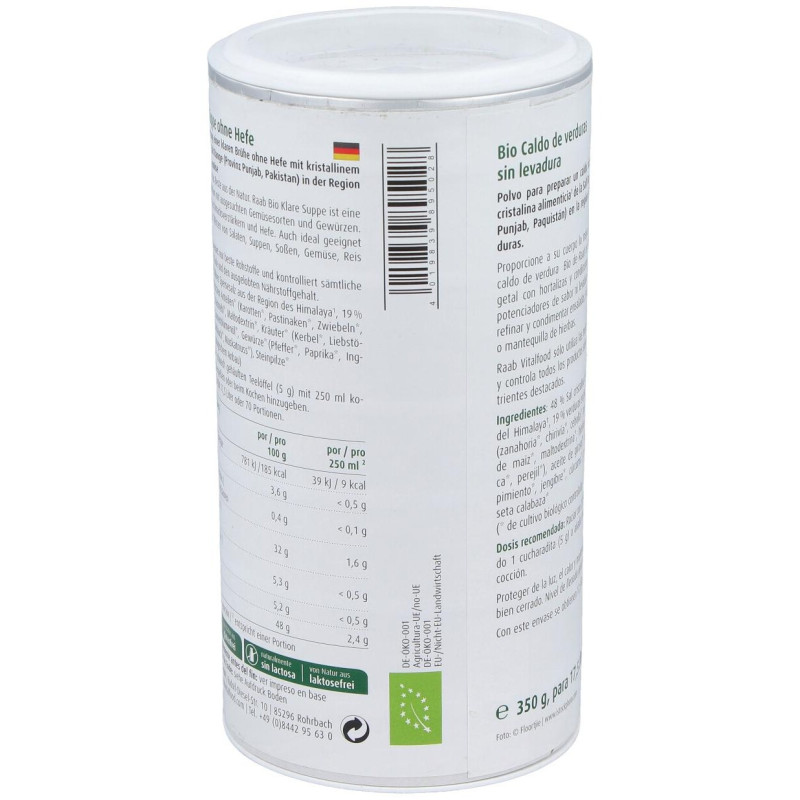 Caldo de Verduras sin Levadura Bote Bio 350g - Raab Vitalfood