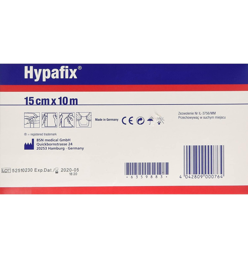 Hypafix - Gasa Adhesiva para Fijacion de Apositos (1 Unidad 10 M X 15 Cm) - Sin Marca