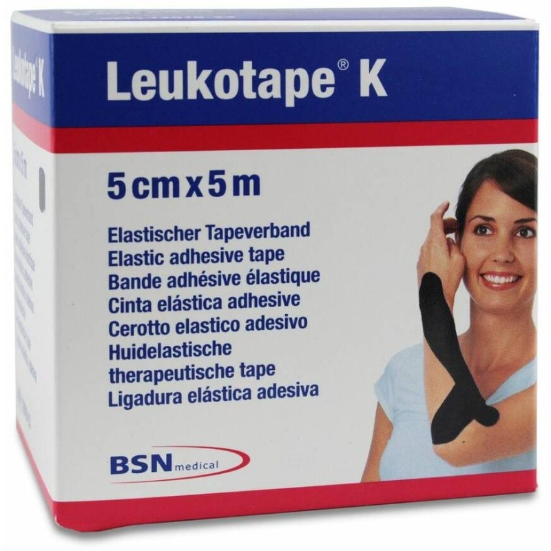 K Cinta Autoadhesiva Elástica 5 cm X 5 M Color Negro, 1 Ud - Leukotape