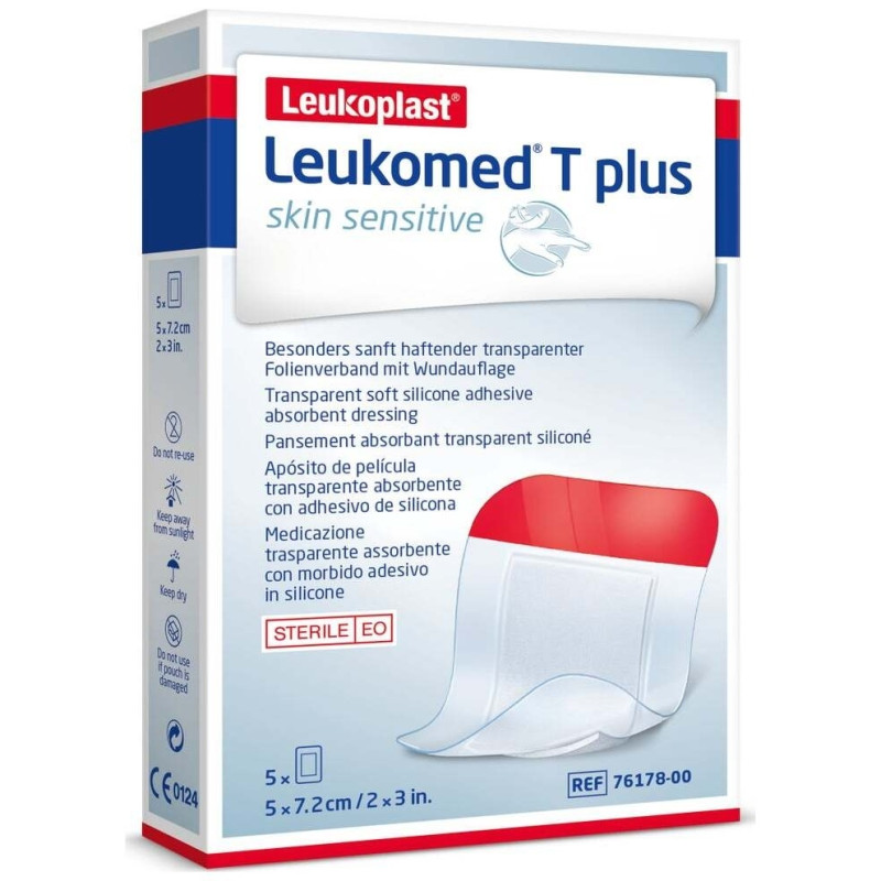 T Plus Skin Sensitive 5x7_2cm 5 Uds - Leukomed