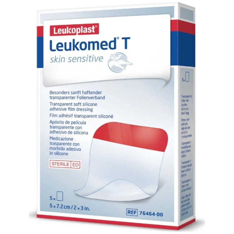 T Plus Piel Sensible 5 X 7.2 Cm, 5 Unidades - Leukomed
