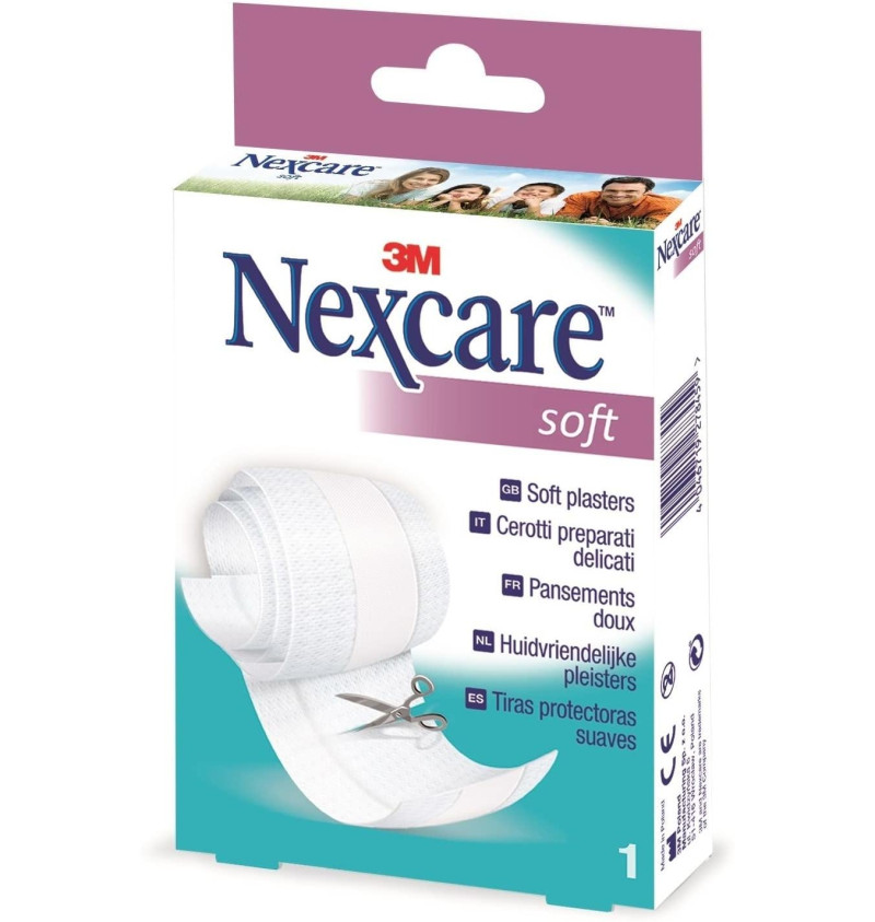 Nexcare Soft Tiras Protectoras Suaves, Aposito Adhesivo 1m X 8 Cm. - 3m - Sin Marca