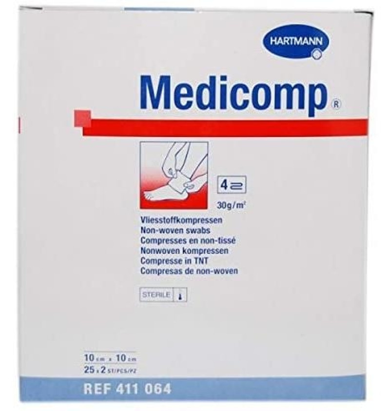 Medicomp Compresas de Tejido No Tejido Esteriles (50 Unidades 20 cm X 10 Cm) - Laboratorios Hartmann
