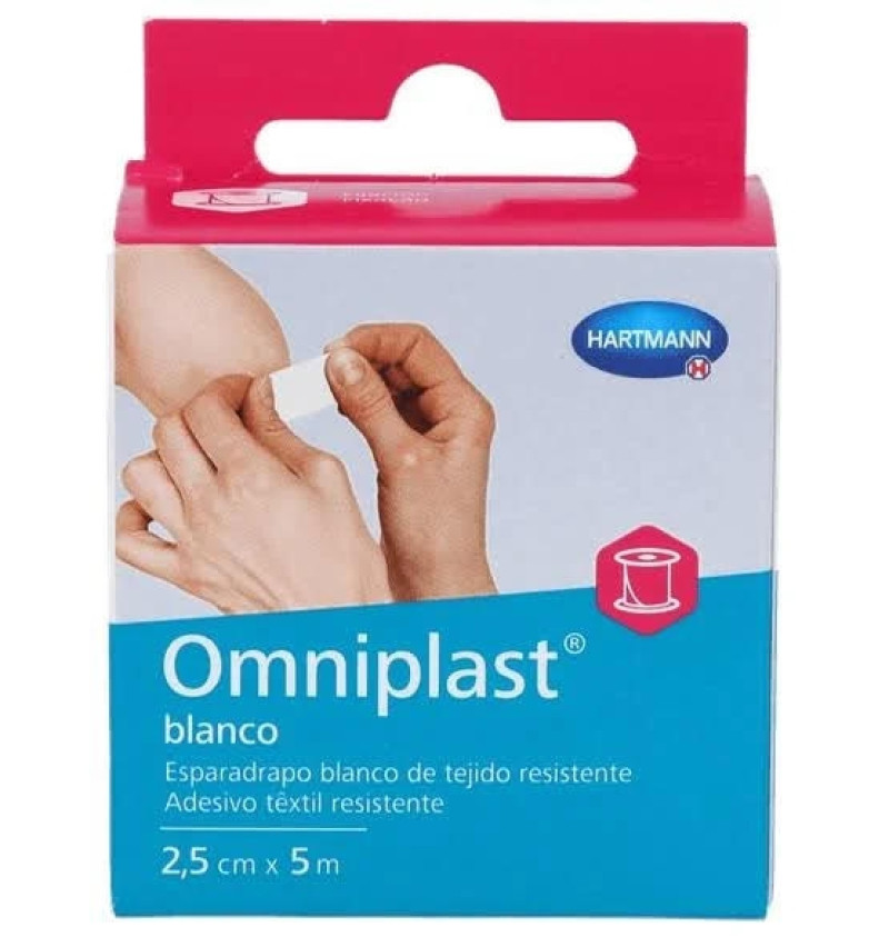 Esparadrapo Hipoalergico - Omniplast Tejido Resistente (1 Unidad 5 M X 2,5 Cm Color Blanco)