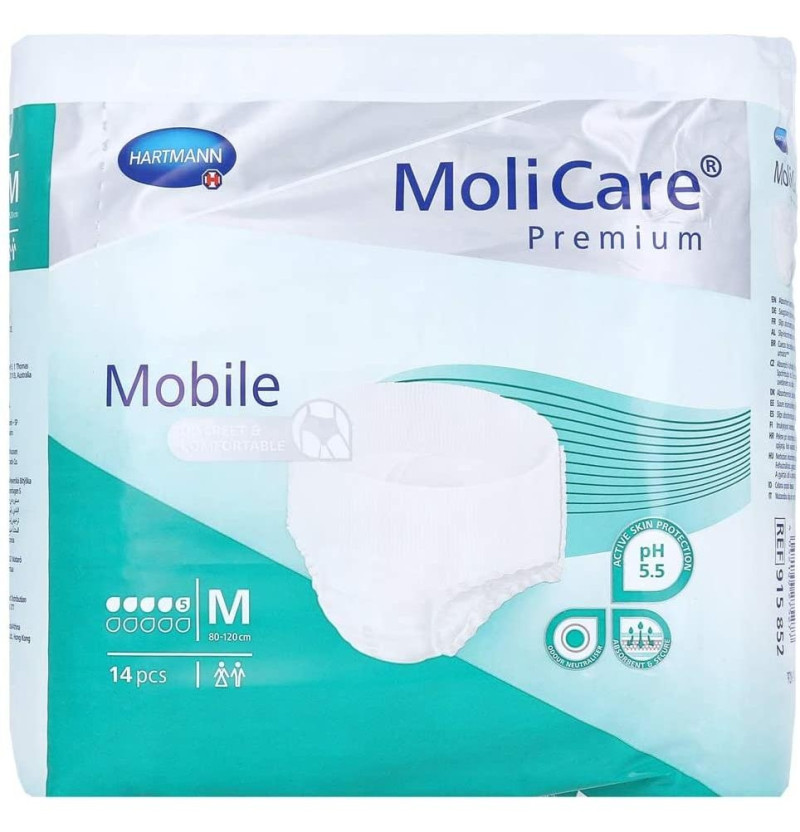 Absorbente Incontinencia Orina Ligera con Slip - Molicare Mobile Light (14 Unidades Talla Mediana) - Laboratorios Hartmann