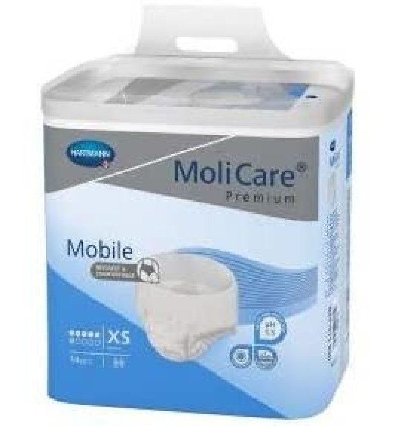 Absorb Inc Orina Ligera con Slip - Molicare Premium Mobile (14 Unidades Talla Xs 6 Gotas Color Azul) - Laboratorios Hartmann