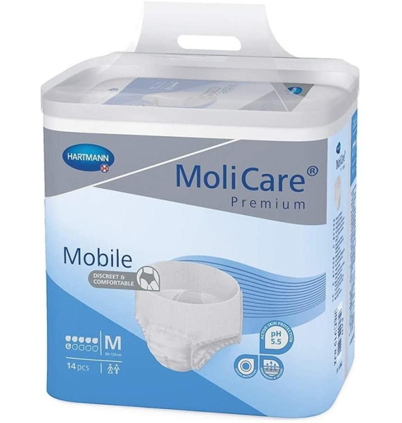 Absorb Inc Orina Ligera con Slip - Molicare Premium Mobile (14 Unidades Talla M 6 Gotas Color Azul) - Laboratorios Hartmann