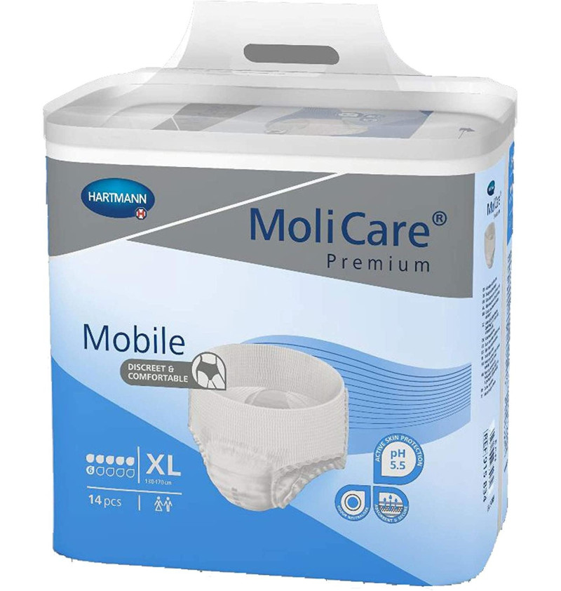 Absorb Inc Orina Ligera con Slip - Molicare Premium Mobile (14 Unidades Talla Xl 6 Gotas Color Azul) - Laboratorios Hartmann