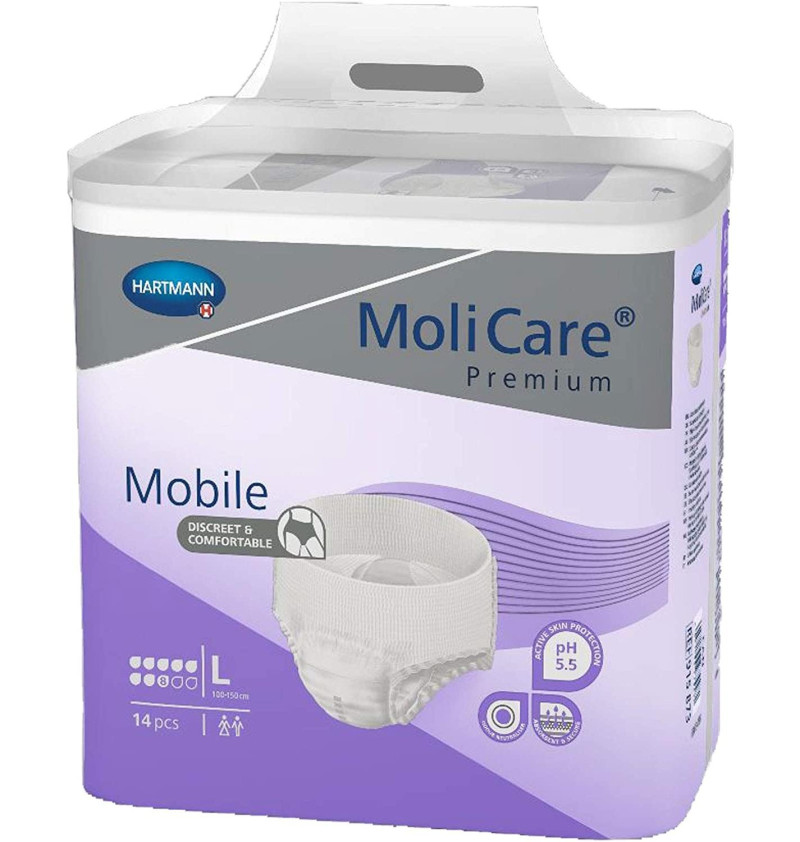 Absorb Inc Orina Ligera con Slip - Molicare Premium Mobile (14 Unidades Talla L 8 Gotas Color Lila) - Laboratorios Hartmann