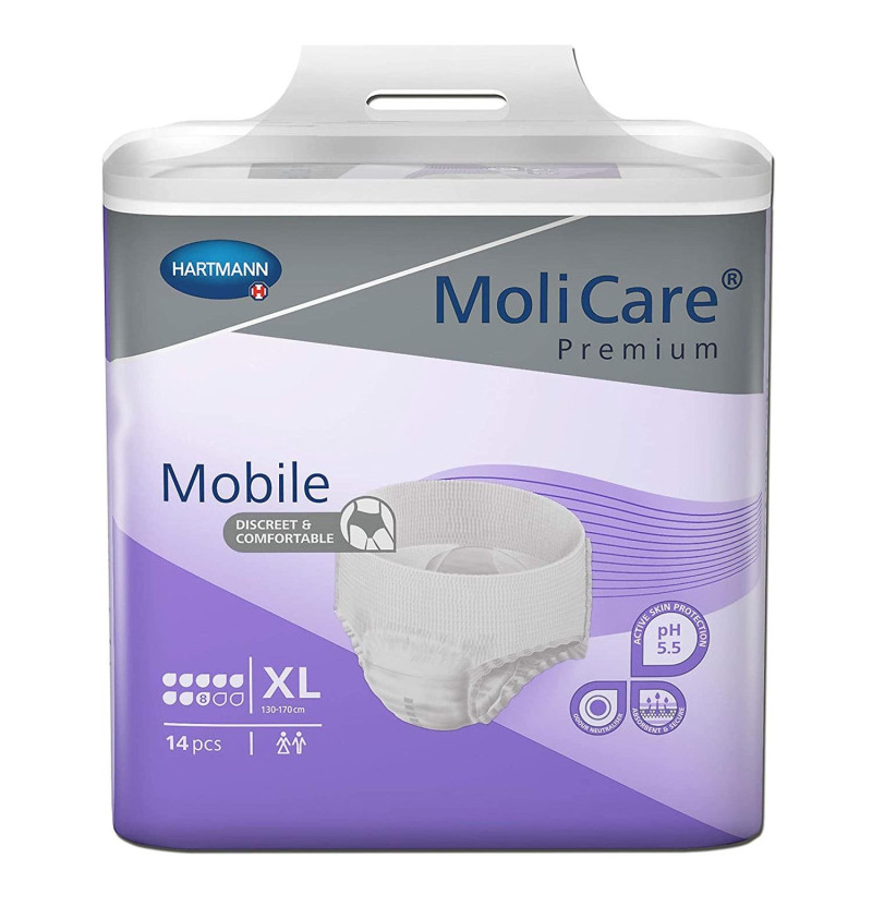 Absorbente Incontinencia Orina Ligera con Slip - Molicare Mobile Super (14 Unidades Talla Extra Large) - Laboratorios Hartmann