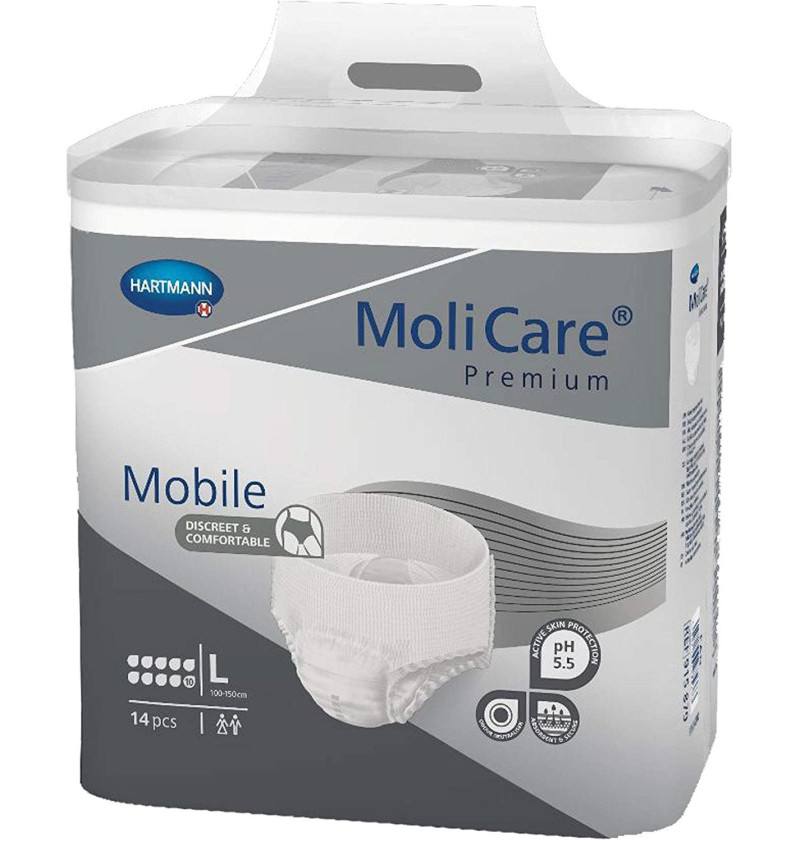 Absorbente Incontinencia Orina Ligera con Slip - Molicare Premium Mobile 10d (14 Unidades Talla L) - Laboratorios Hartmann