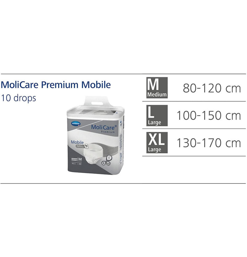 Absorbente Incontinencia Orina Ligera con Slip - Molicare Premium Mobile 10d (14 Unidades Talla L) - Laboratorios Hartmann