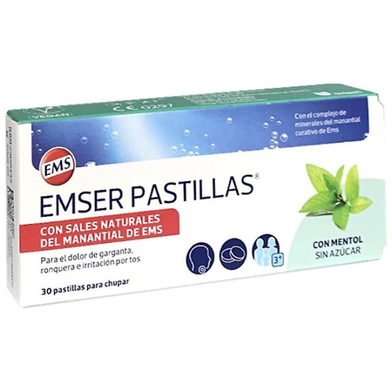 Pastillas con Mentol sin Azúcar - 30 Unidades - Emser