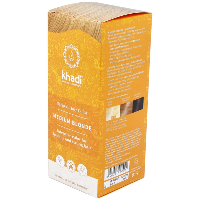 Tinte Herbal Color Rubio Medio 100gr - Khadi