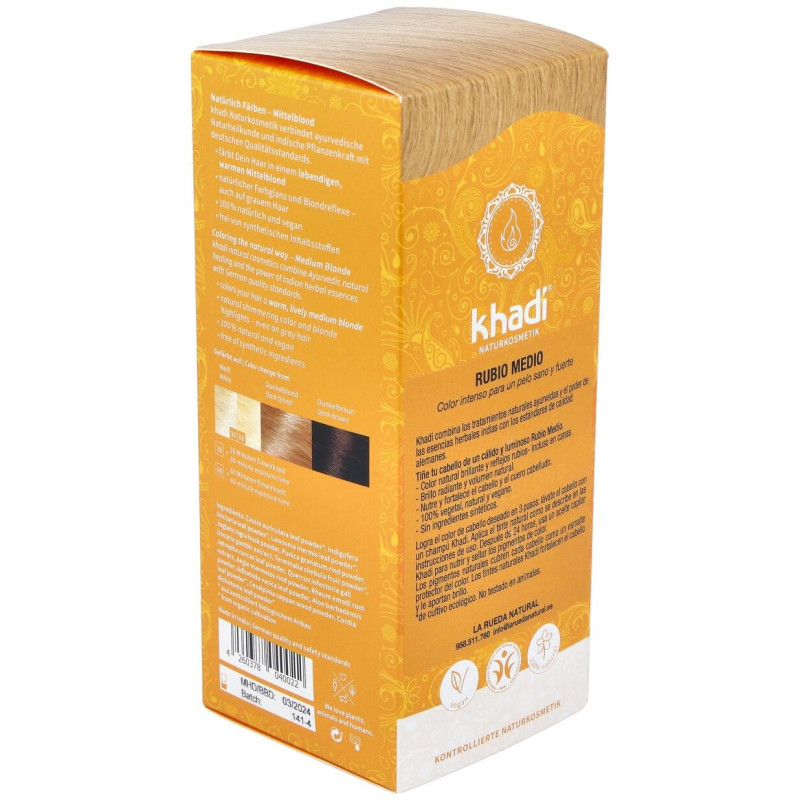 Tinte Herbal Color Rubio Medio 100gr - Khadi