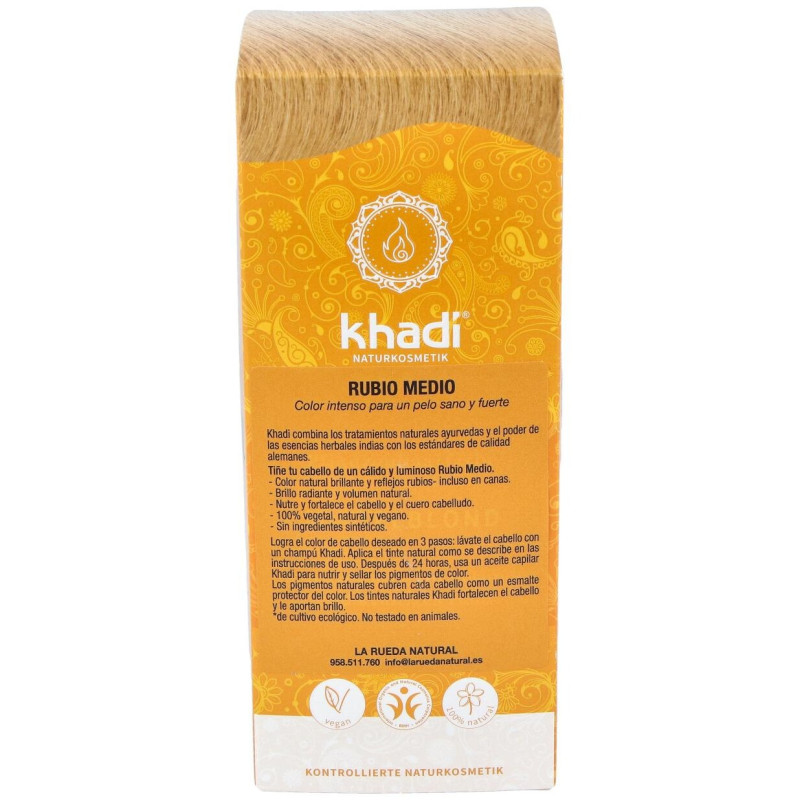 Tinte Herbal Color Rubio Medio 100gr - Khadi