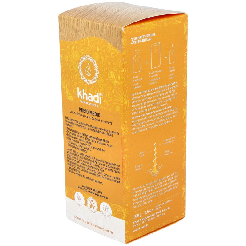 Tinte Herbal Color Rubio Medio 100gr - Khadi