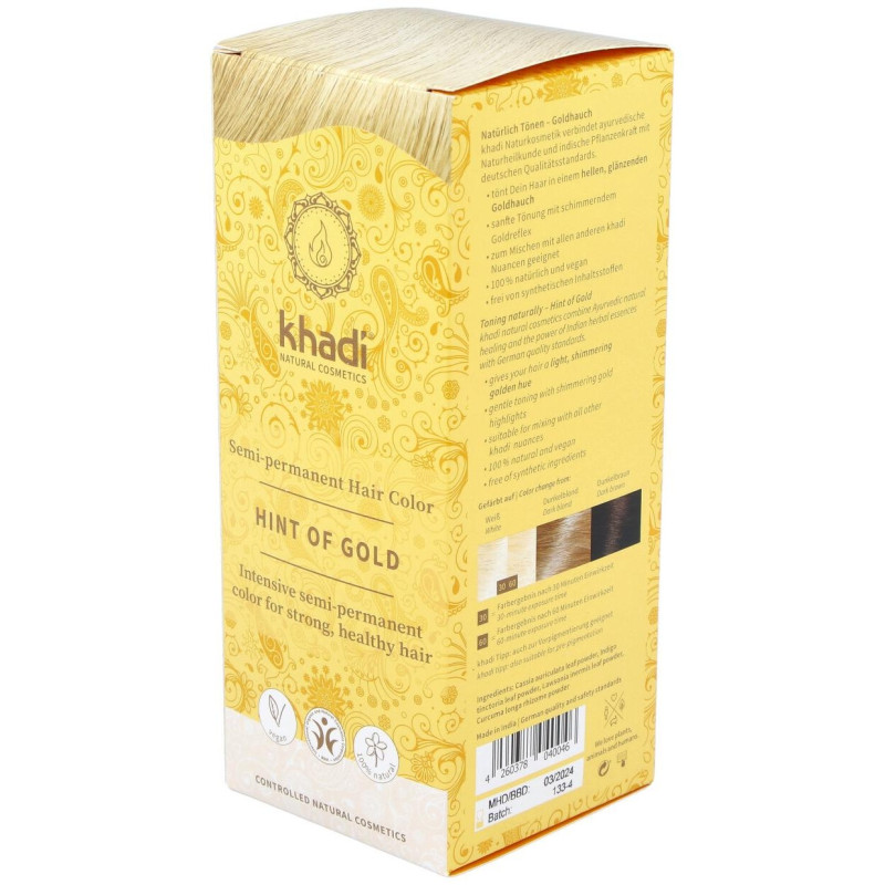 Tinte Herbal Color Rubio Toque Dorado 100gr - Khadi