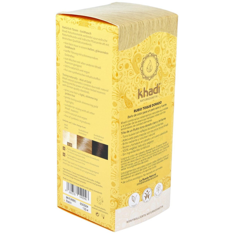 Tinte Herbal Color Rubio Toque Dorado 100gr - Khadi