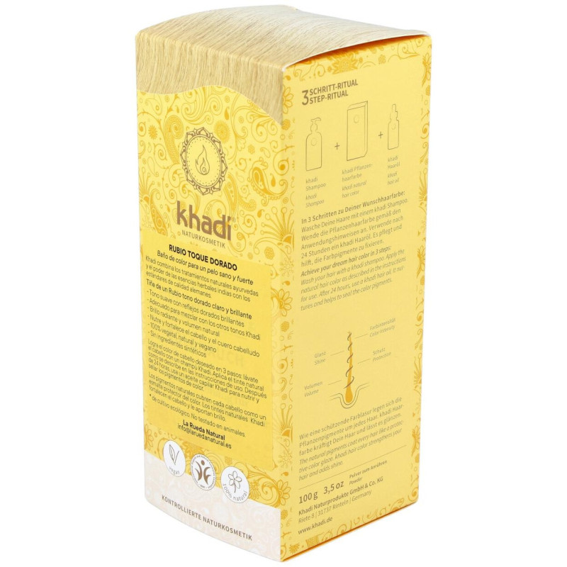 Tinte Herbal Color Rubio Toque Dorado 100gr - Khadi