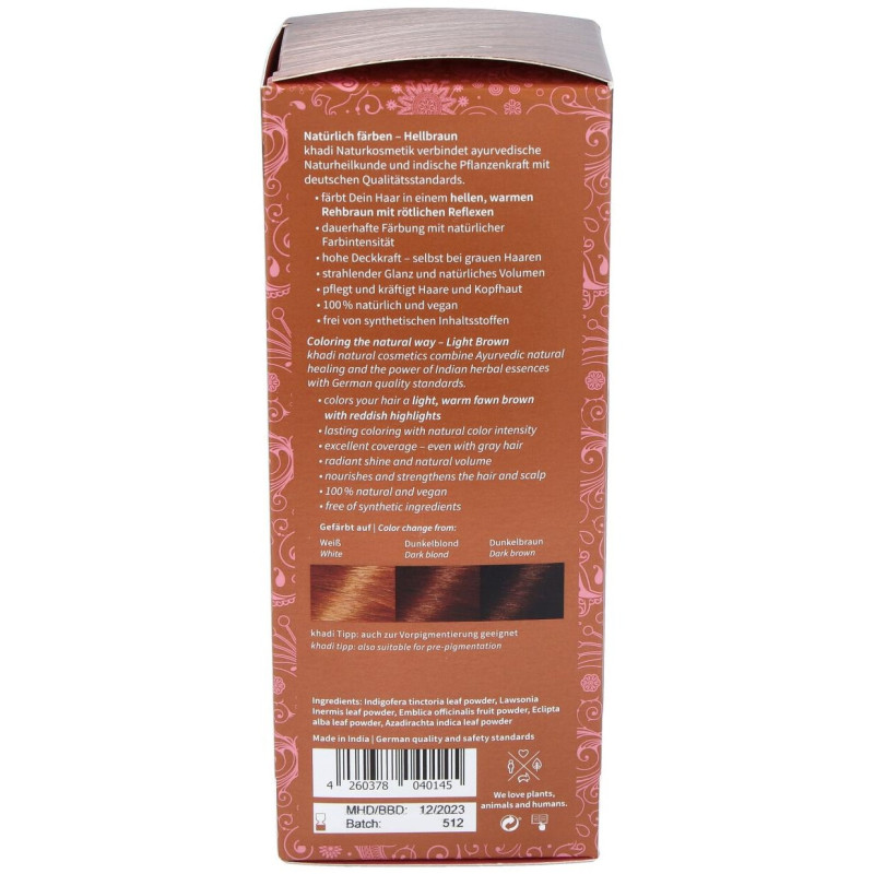 Tinte Castaño Claro 100% Veget 100g - Khadi