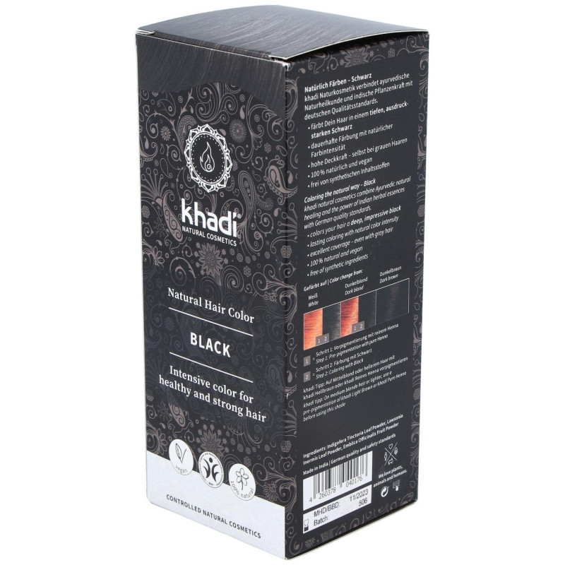 Tinte Negro Herbal 100% Vegeta 100g - Khadi