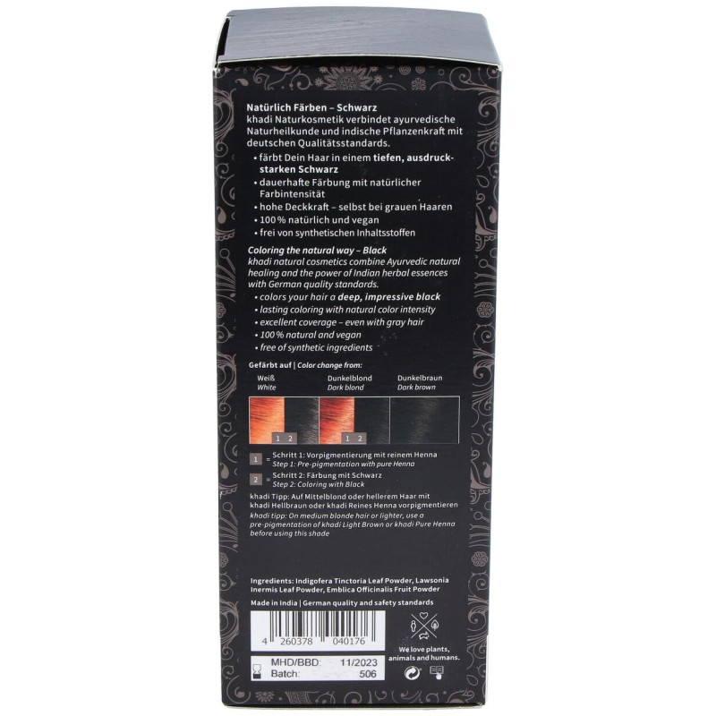 Tinte Negro Herbal 100% Vegeta 100g - Khadi
