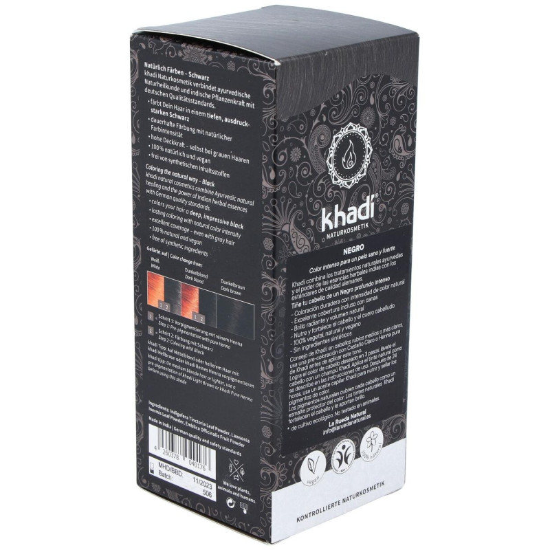 Tinte Negro Herbal 100% Vegeta 100g - Khadi