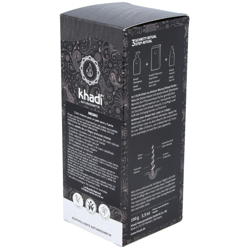 Tinte Negro Herbal 100% Vegeta 100g - Khadi