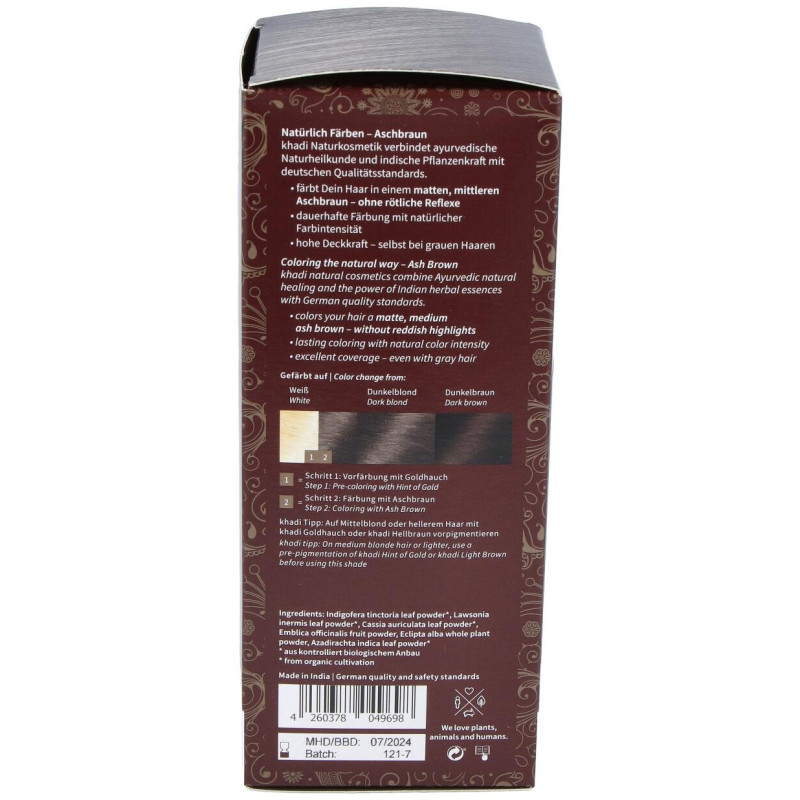 Tinte Castaño Ceniza 100% Vege 100g - Khadi