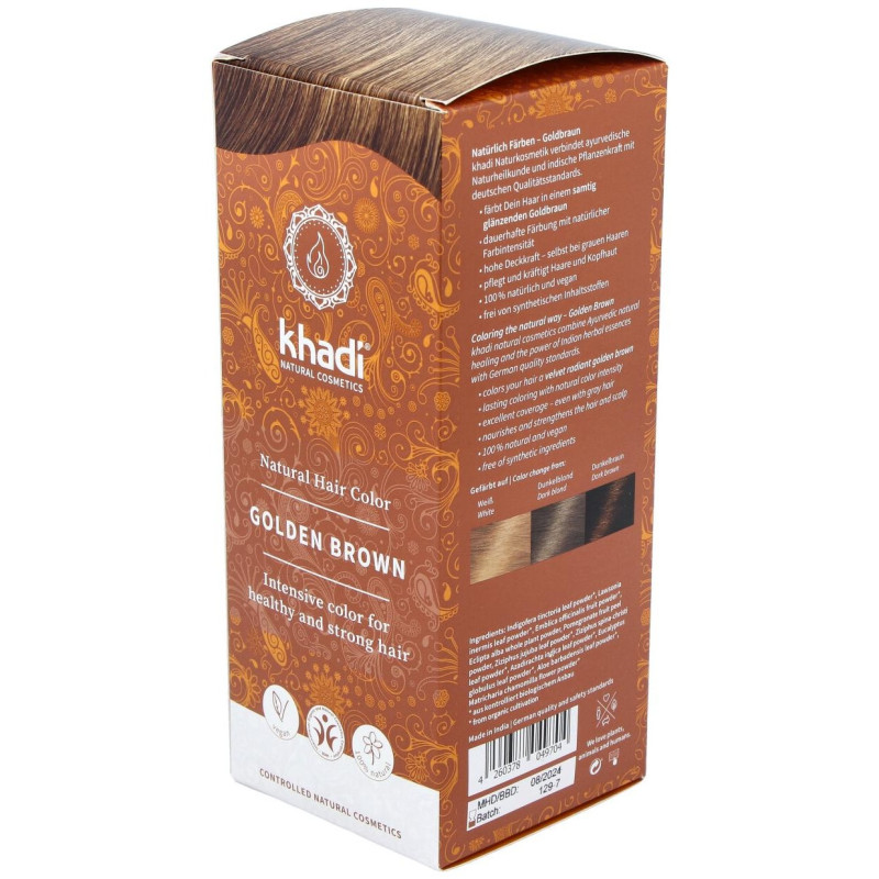 Tinte Castaño Dorado 100% Vegetal 100g - Khadi