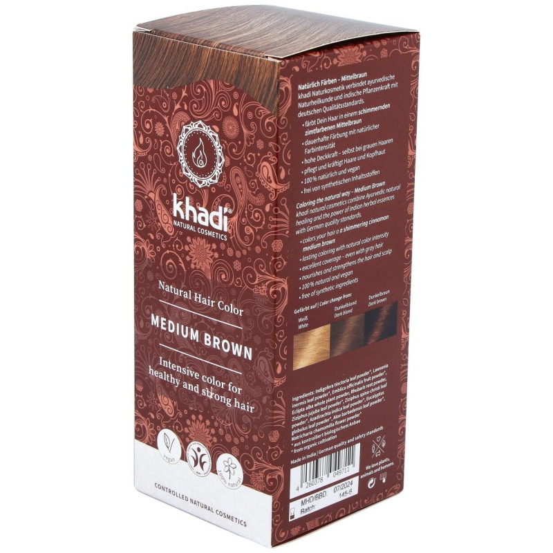 Tinte Herbal Color Castaño Medio 500gr - Khadi
