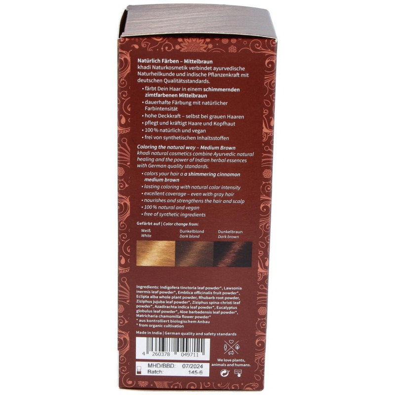 Tinte Herbal Color Castaño Medio 500gr - Khadi