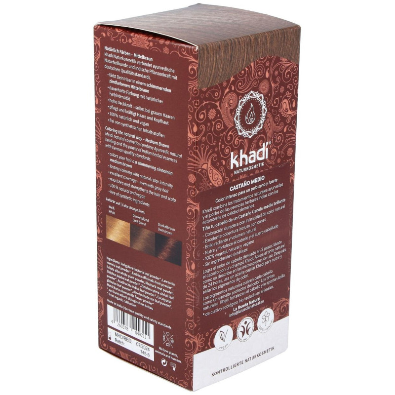 Tinte Herbal Color Castaño Medio 500gr - Khadi
