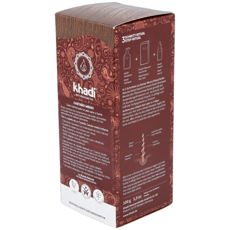 Tinte Herbal Color Castaño Medio 500gr - Khadi