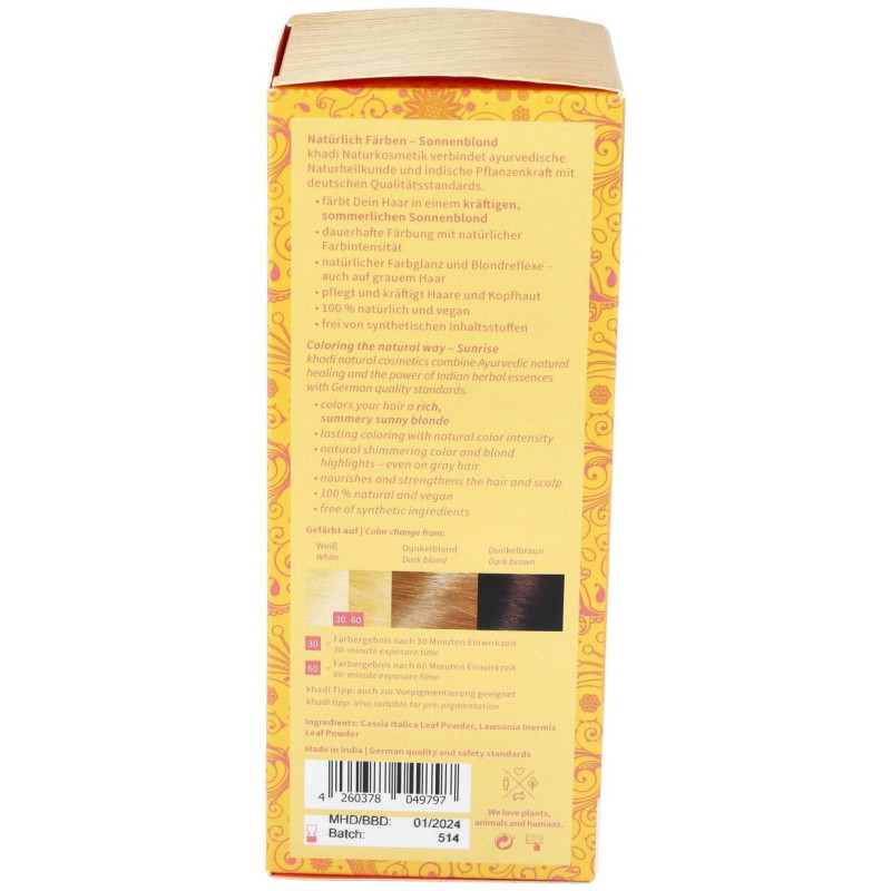 Tinte Herbal Color Amanecer - Miel (sunrise) 100gr - Khadi