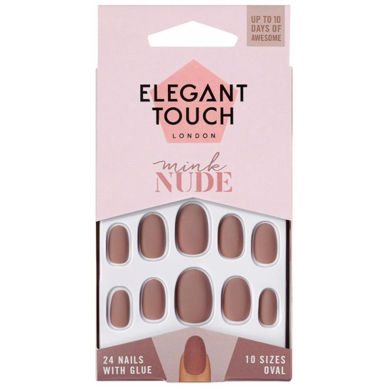 Polished Colour Nails With Glue Oval Mink Nude