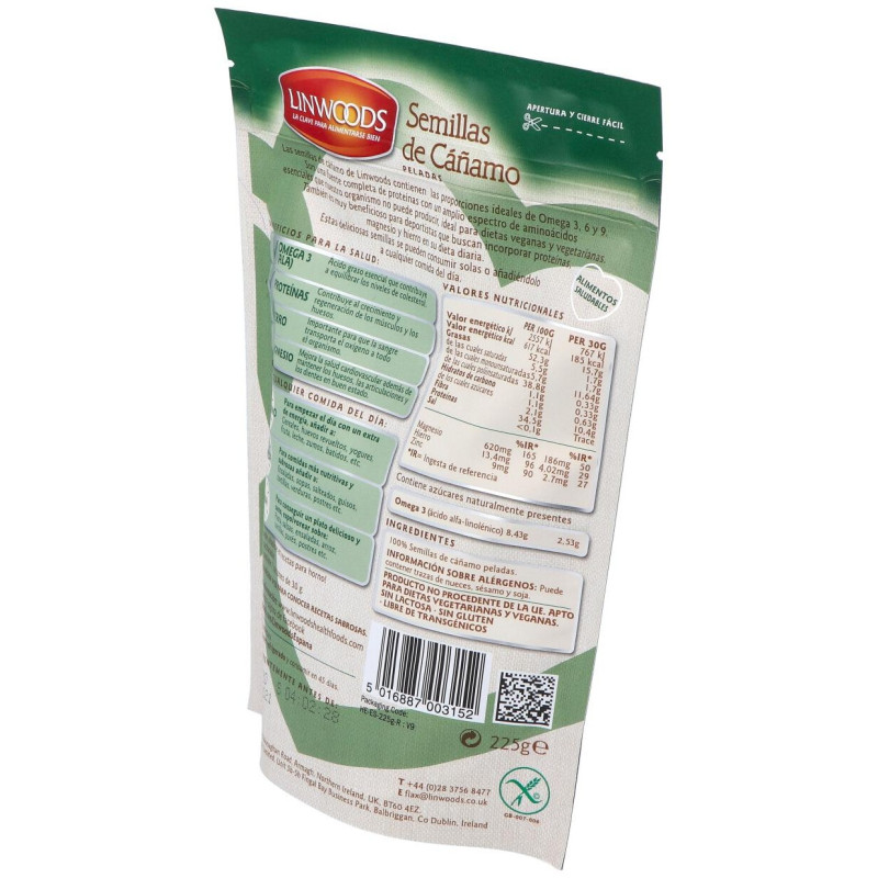 Semillas de Cañamo Peladas 225gr - Linwoods