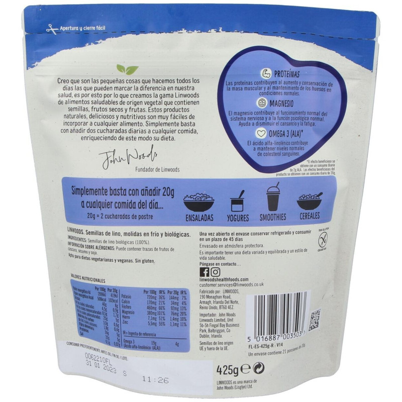 Linwood Semilla Lino Molido Bio 425g - Linwoods