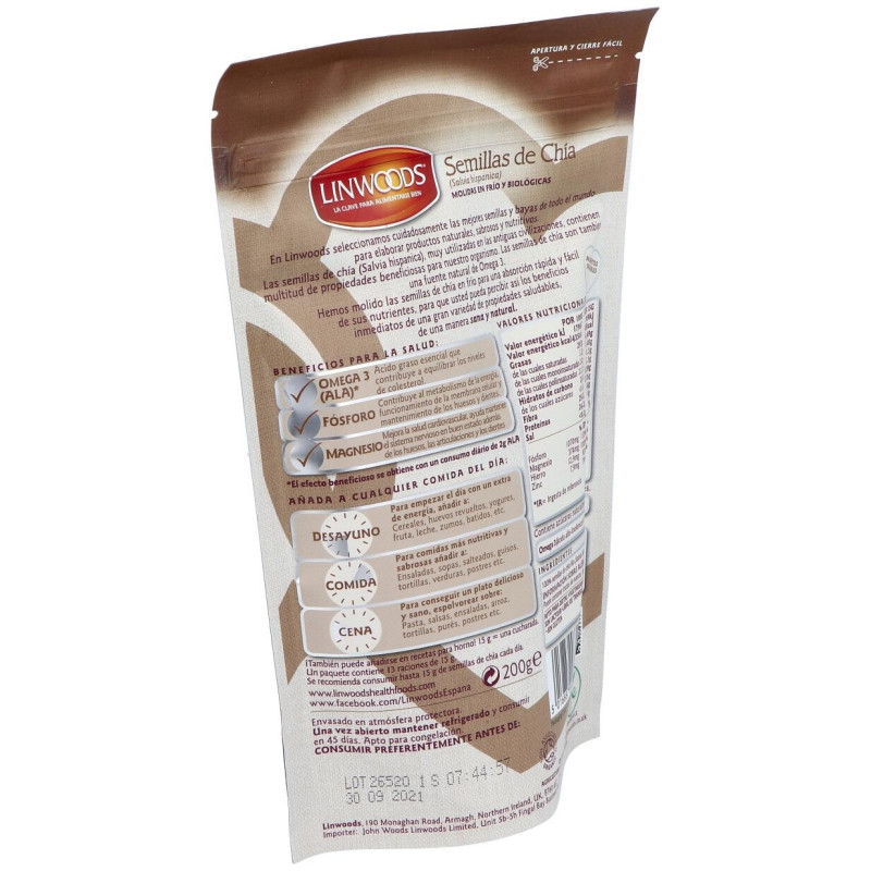 Semillas de Chia Molidas 200gr. Bio - Linwoods
