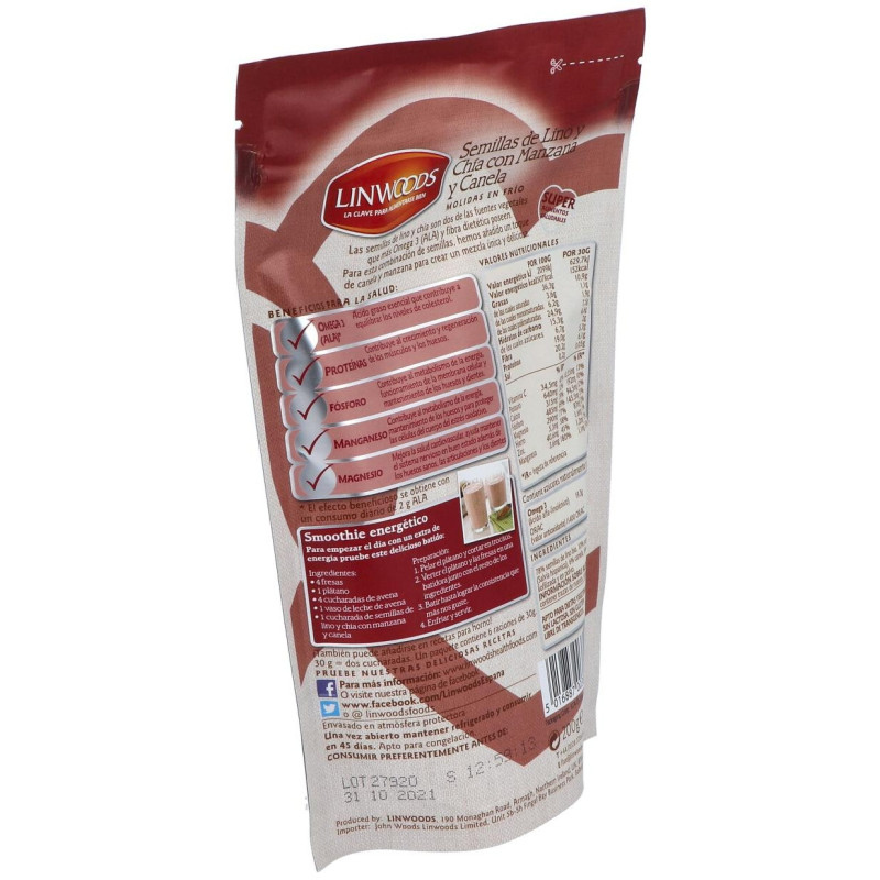 Semillas de Lino con Chia, Manzana Canela 200g Bio - Linwoods