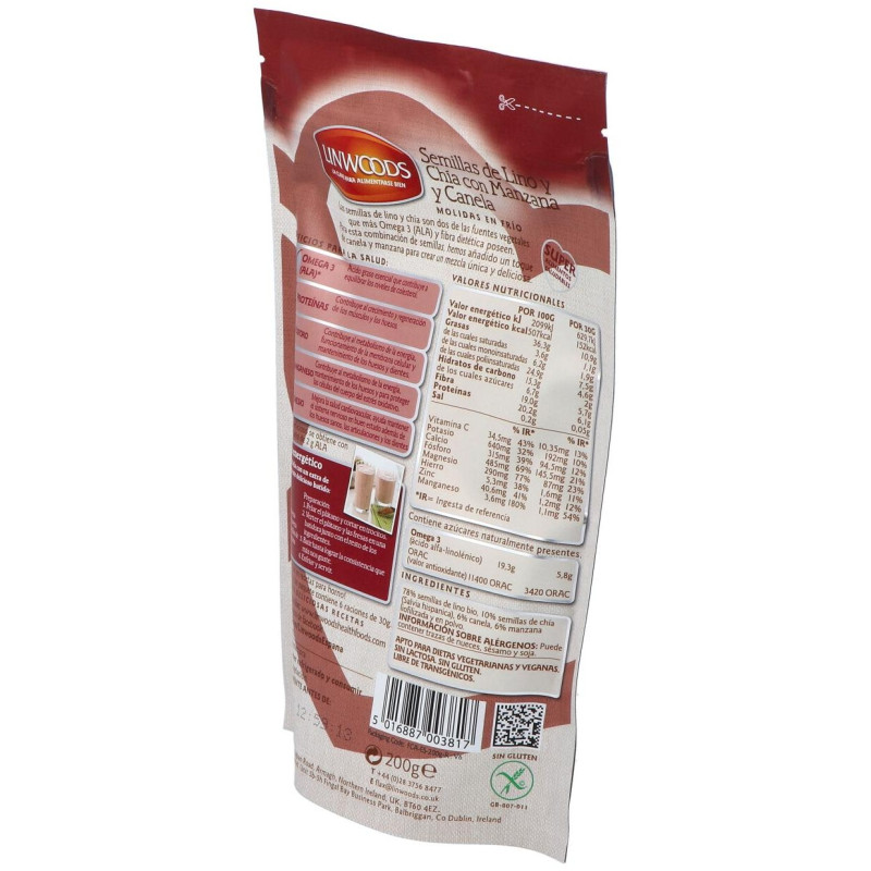 Semillas de Lino con Chia, Manzana Canela 200g Bio - Linwoods